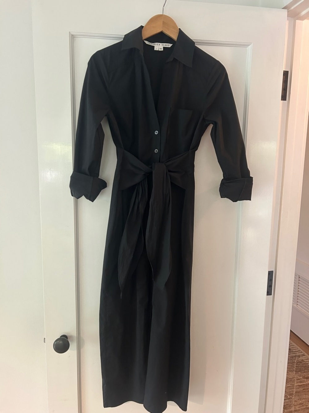 Veronica Beard Black Tie-Waist Shirt Dress (size 4)